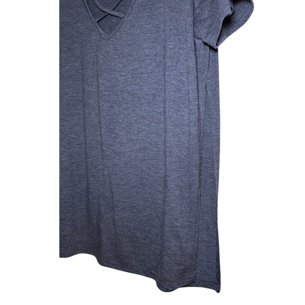 Bozzolo Boho CrissCross Blue V Neck Short Sleeve Top Womens Large - Picture 5 of 8